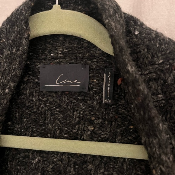 Line sweater jacket with Faux leather trims, Grey & Black, size M - Picture 4 of 7